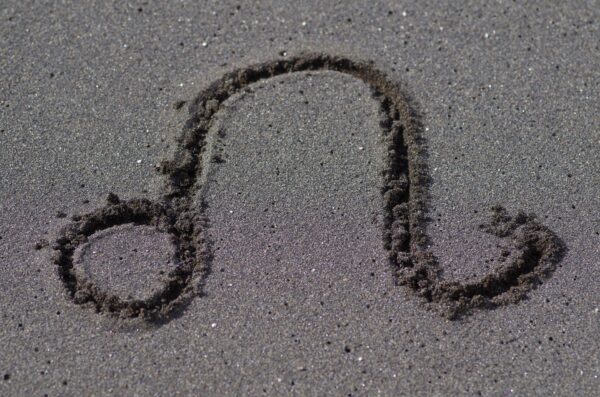 砂浜に書いたしし座のサイン