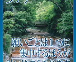 願いごとは １つに集中するほうが叶いやすくなります