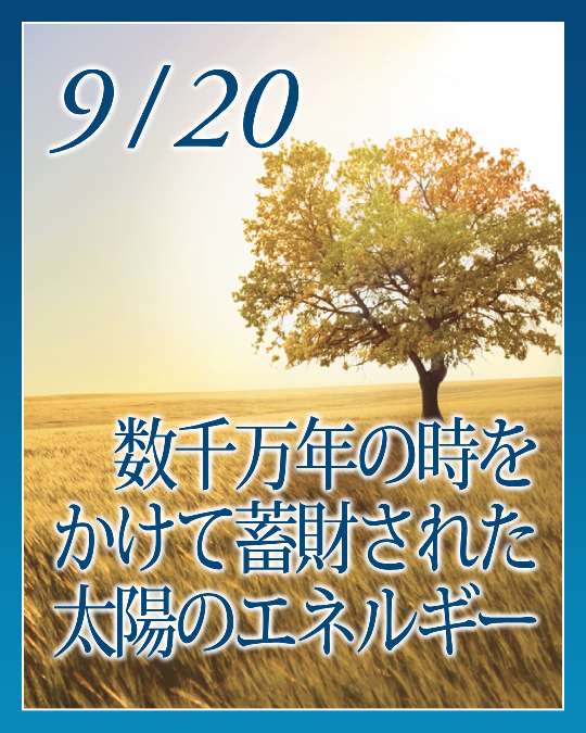 数千万年の時をかけて蓄財された太陽のエネルギー